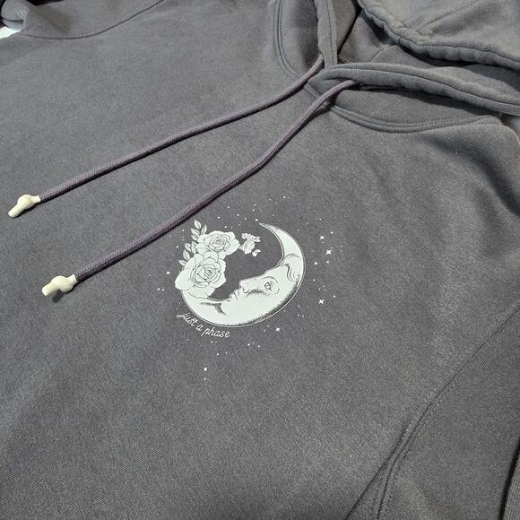 NWOT Gray Just a Phase Hoodie Size L Witchy Goth Fairy Bohemian Pullover Hoody - Picture 3 of 4